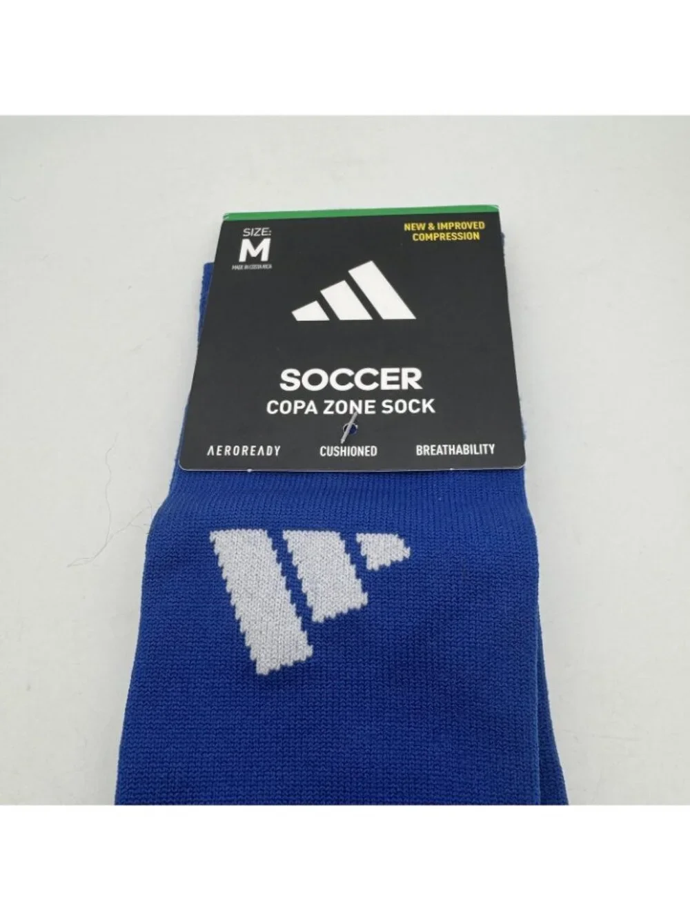 Adidas Copa Zone Soccer Socks Youth Size M Royal Blue White Cushioned Aeroready